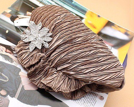 New Chinese Womens Chiffon Diamond Handbag Clutch Wedding/Evening Bag 