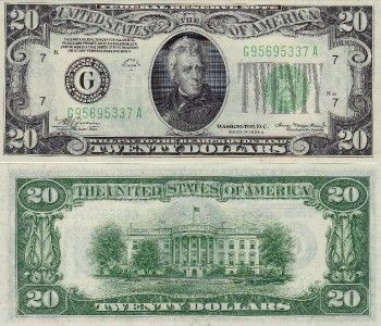 Paper Money $ 20 Dollars 1934 A Chicago. **UNC**  