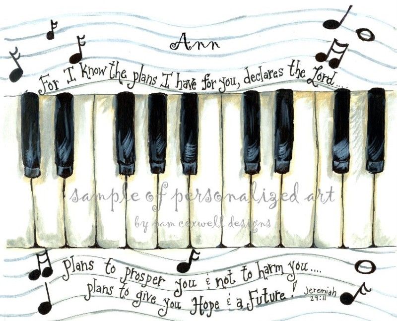 PIANO MUSIC NOTE Print SET of 3 Scripture Art  