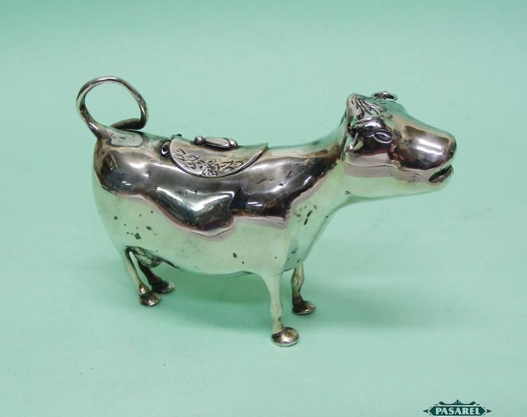   Silver Cow Form Creamer / Milk Jug Holland Netherlands Ca 1900  