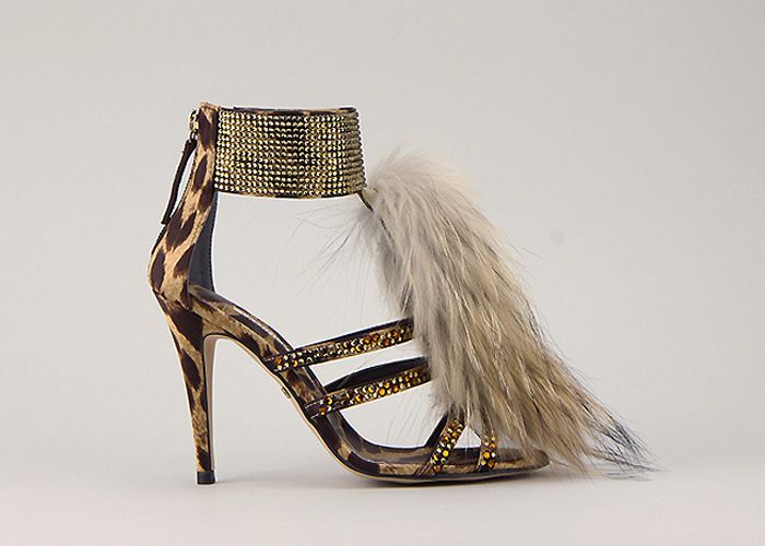 11287 Suede Fringe Handmade Ankle Strap Sandals Leopard US  