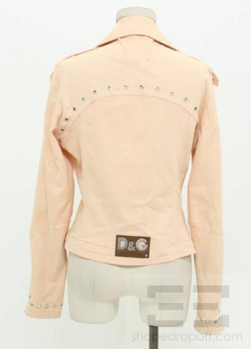 Dolce & Gabbana Peach Studded Denim Jacket Size 28/42  
