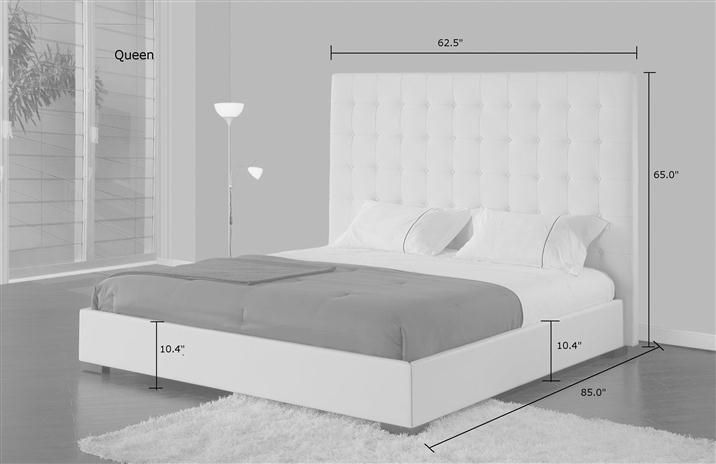   Espresso Leather Square Headboard Bed   Queen, Modern Style, Urban
