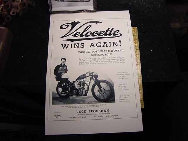 VELOCETTE 1948 SALES POSTER SETS RECORDS AT ROSAMOND  