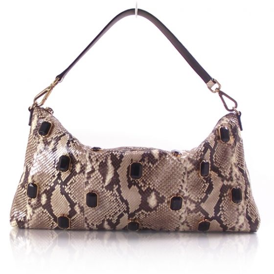 PRADA Python Jeweled Shoulder Bag Tote Roccia  