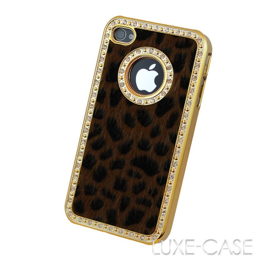 Leopard iPhone 4 4S Case Cover Designer Cheetah Print Fur Rhinestone 