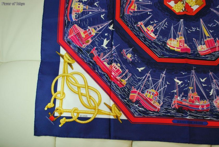 Authentic HERMES 100% Silk Scarf CARRE F.de la Perriere  