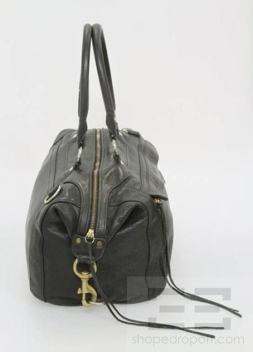 Rebecca Minkoff Black Leather Zip Pocket Shoulder Bag  