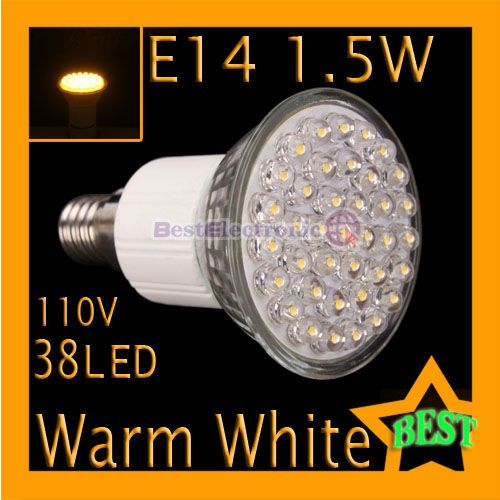 E14 Warm White 38 LED Light Bulb Lamp Spotlight New  