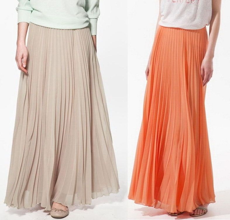 Maxi Long Pleated Chiffon Skirt Dress/Navy/Blue/Red/Pink/Beige/Orange 
