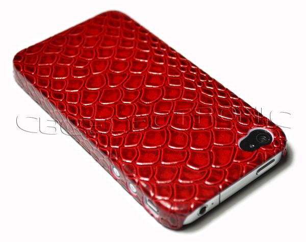  Lizard Skin design Leather Hard Case cover for iPhone 4 4G  