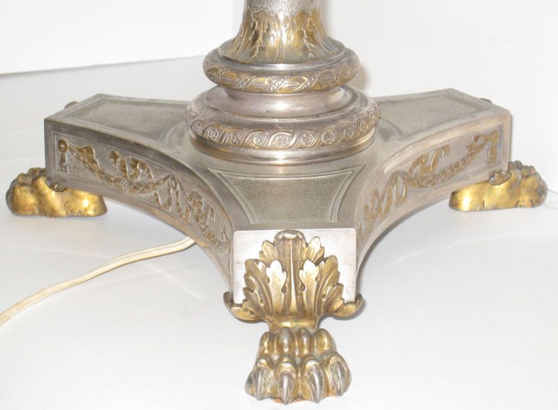 Antique Gilded Silvered Bronze Neoclassical Table Lamp  