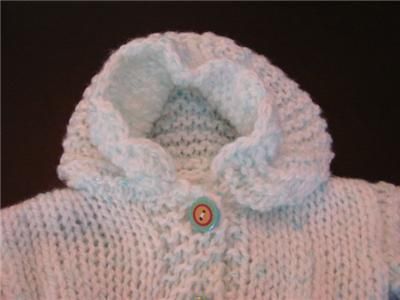NEW HANDMADE SOFT CROCHETED BABY GIRL DOLL HOODED SWEATER 12 MO GREAT 