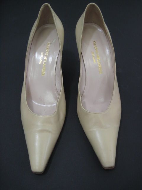 GIANNI MILANESI Beige Leather Pumps Heels Shoes Sz 37  