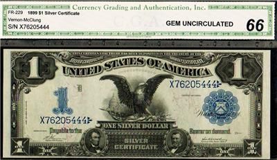   1899 $1 Silver Certificate Embossing Vernon/McClung Brilliant  