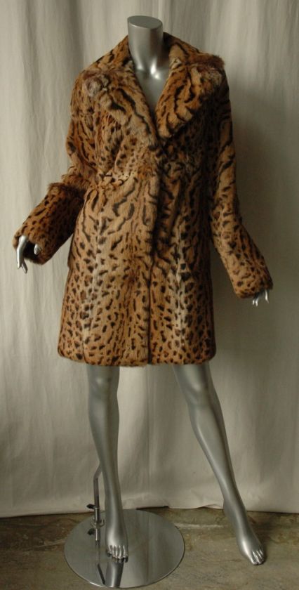 TORY BURCH Leopard Print RABBIT FUR Coat Jacket XS  