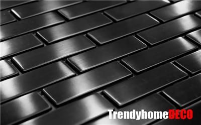 SAMPLE  Black Stainless Steel Brick Subway Mosaic Tile Kitchen 