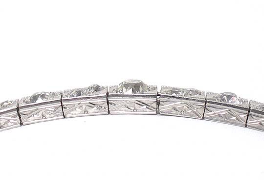 INTRICATE 1920s PLATINUM 4ct OLD MINE DIAMONDS BRACELET  