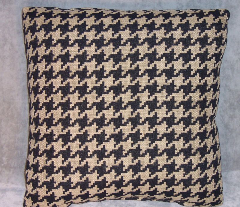 Houndstooth Pillow Large Scale Black and Tan  