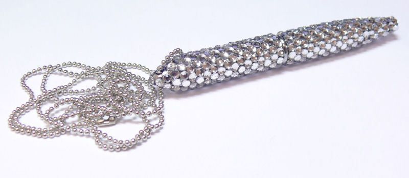 Pens, Rhinestone Crystals   Clear Necklace  