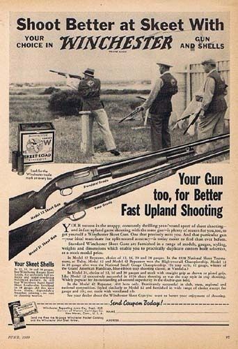 1939 Winchester Model 12 & 21 Skeet Gun And Shells Ad  