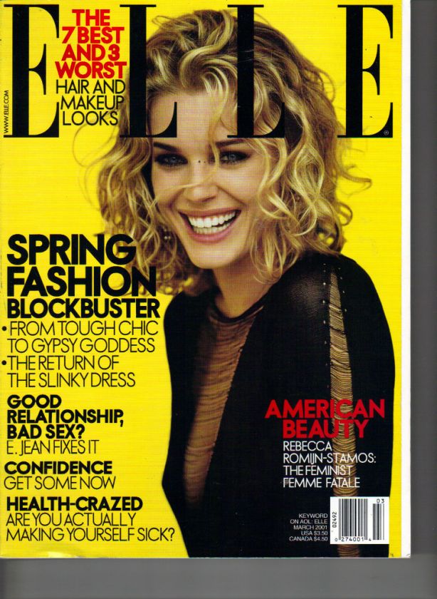 REBECCA ROMIJN Elle Magazine 3/01 HUGH JACKMAN HEATH LEDGER  