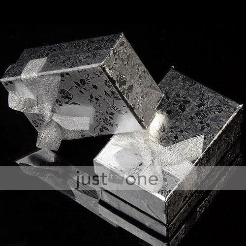   Box Case Jewelry Ring Gift Package Packaging Storage silver  