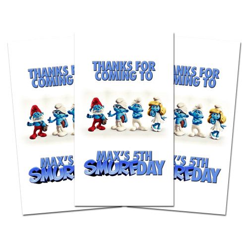 10 SMURF Movie Party Favors THANK YOU TAGS  