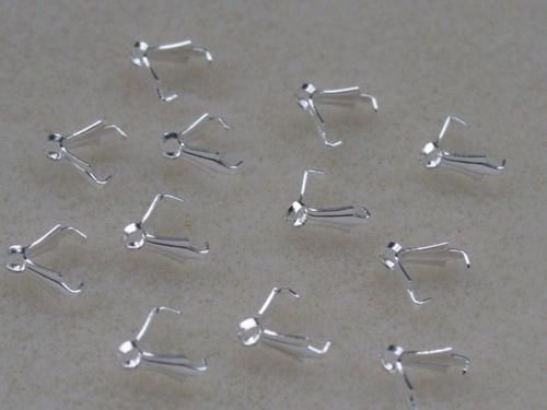 10 Silver 8x3mm Ice Pick Bail Add A Loop Bead Findings  