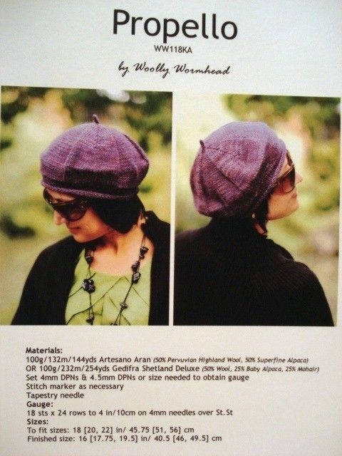 LADIES BERET CAP HAT ARAN YARN KNITTING PATTERN  