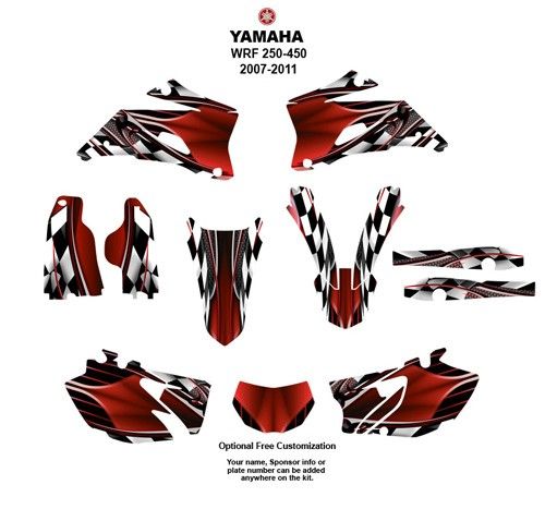 Yamaha WR250F WR450F 2007 11 Moto Bike Graphic Kit 2500RED  