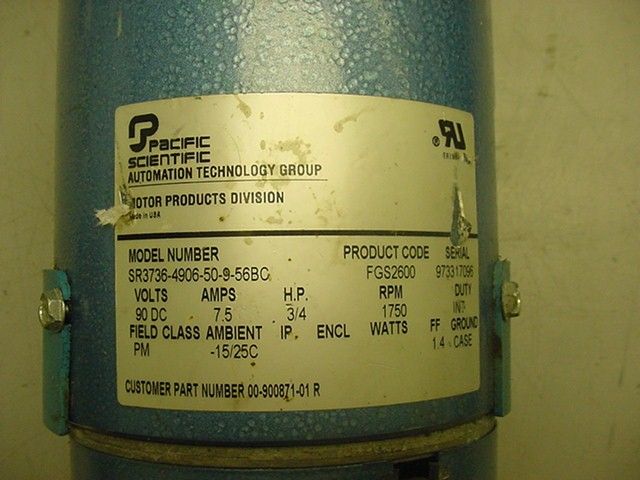 Pacific Scientific SR3736 4906 50 9 56BC 3/4 HP Motor  