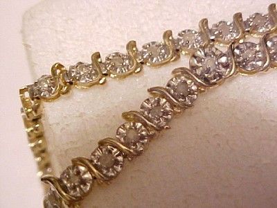 GORGEOUS 10K SOLID GOLD GENUINE DIAMOND NECKLACE & BRACELET SET ~ 24 