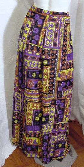 70s WILD print poly WRAP wide leg pants 26 40 waist  