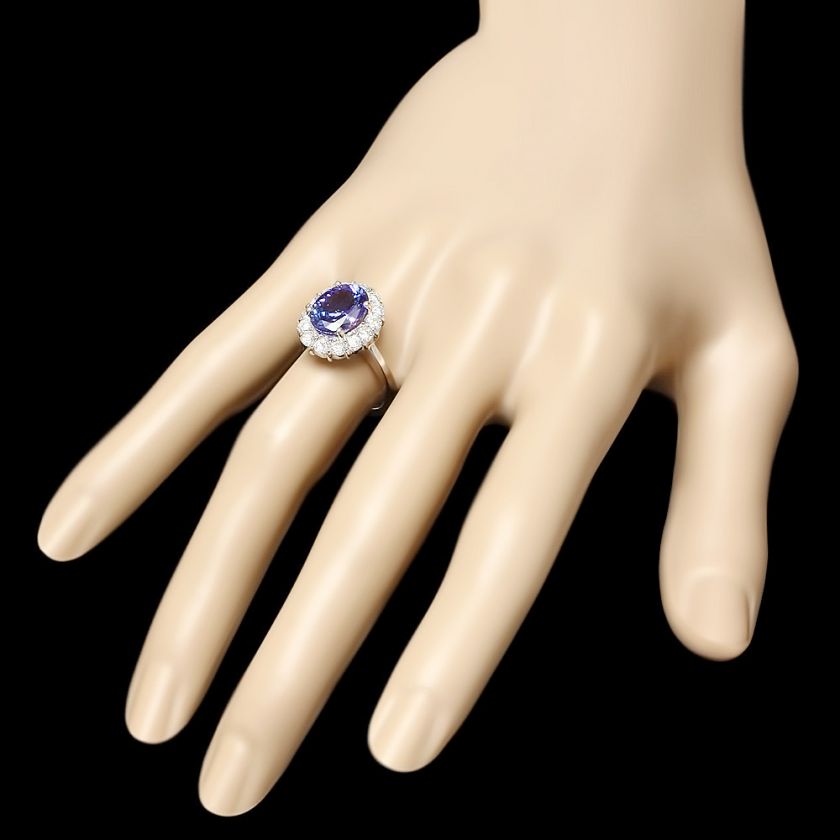 9000 CERTIFIED 14K WHITE GOLD 3CT TANZANITE 1.00CT DIAMOND RING 