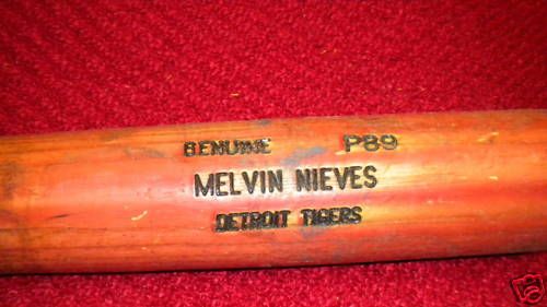 MELVIN NIEVES Game Used Bat DETROIT TIGERS ROSE LS P89  