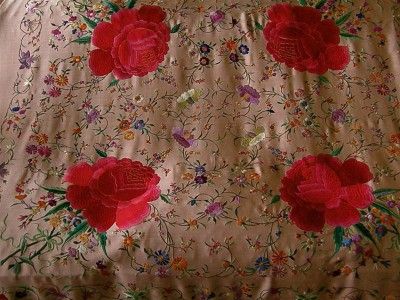 antique silk embroidered piano shawl/scarf/manton  