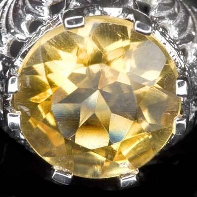 SOLITAIRE ESTATE CITRINE 14K GOLD VINTAGE ART DECO RING  