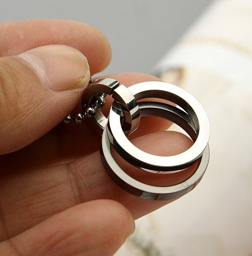 Stainless Steel Two Circle New Pendant Necklace Mens  