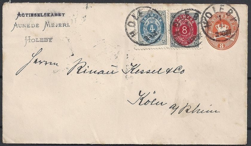 Denmark covers 1899 uprated cover Holeby to Köln  