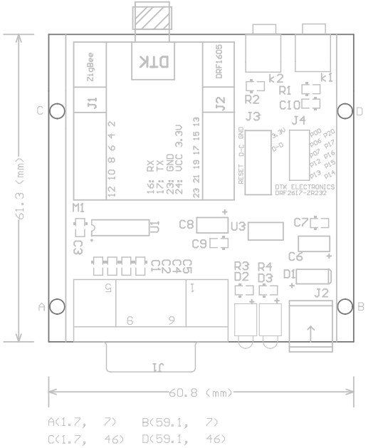 ZigBee Module  RS232 & Debug interface, CC2530F256 Chip  