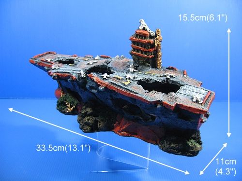 Broken Aircraft carrier 13.1 Aquarium Ornament Decor   Shipwreck cave 