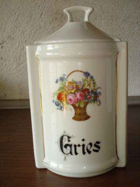 ANTQE C.T.ALTWASSER GERMANY SEMOLINA PORCELAIN CANISTER  