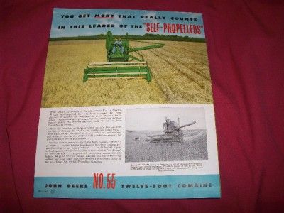   John Deere No.12 A & 55 Combine Brochure Furrow Magazine Insert  