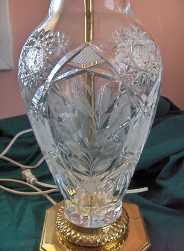 Vintage American Brilliant Crystal Table Lamp Brass  