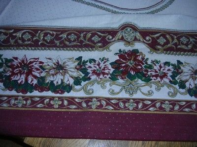 LOVELY LARGE CHRISTMAS CLASSIC POINSETTIA TABLECLOTH RECTANGLE fx 