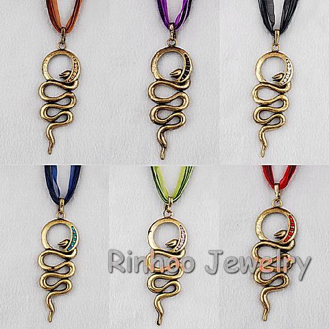 6p Snake Golden Mens Pendants+Cords W16284  