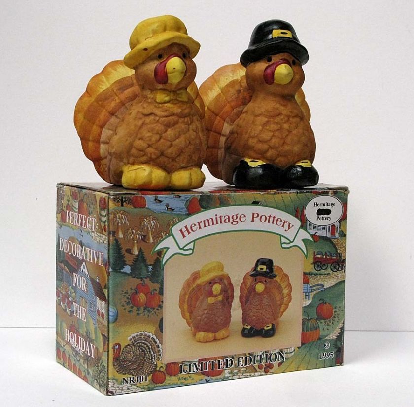   Salt & Pepper Set Thanksgiving Dinnerware Hermitage Pottery    