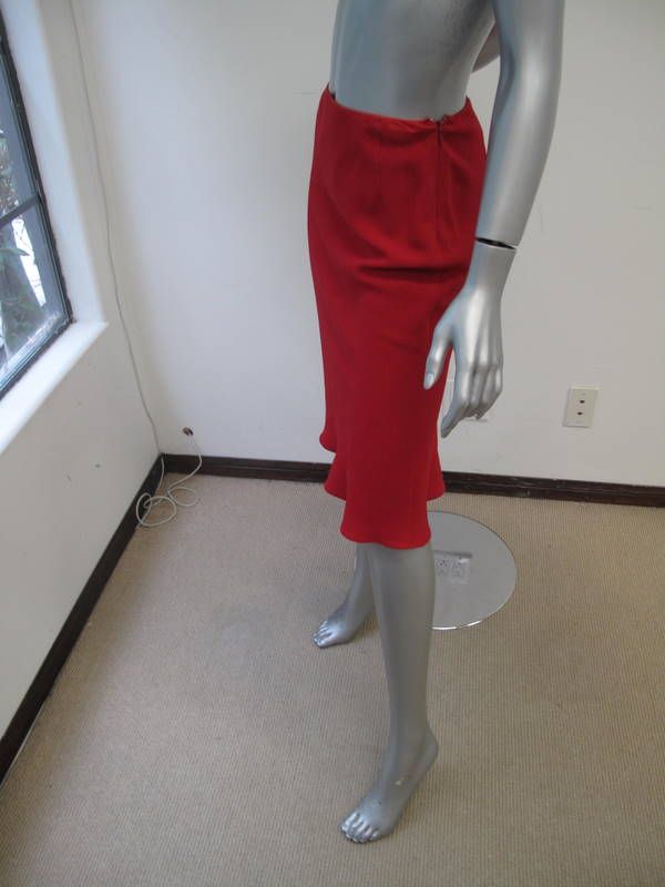 Prada Red A Line Mid Calf Skirt 38  