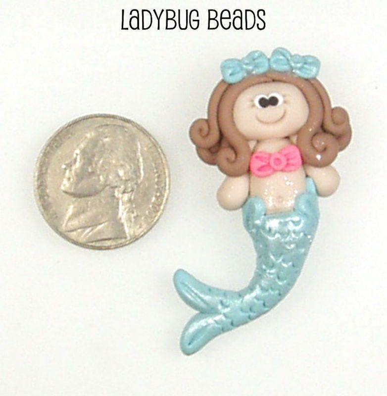 Bow Beauty Mermaid Polymer Clay Bead  